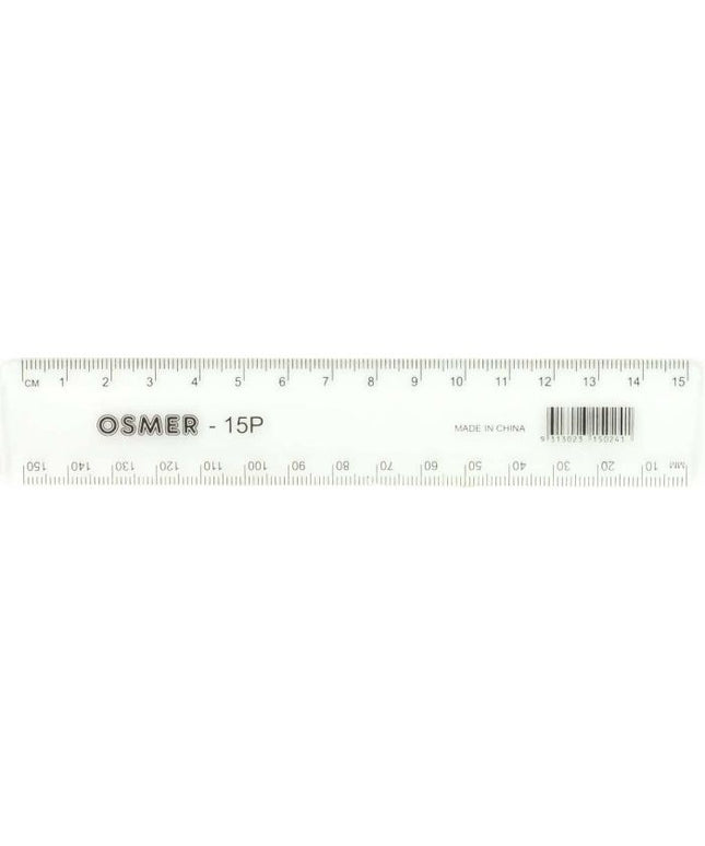 Osmer Plastic Ruler 15cm (Clear)