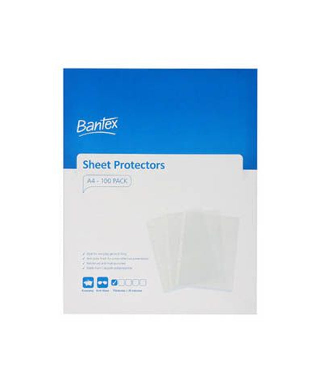 Bantex Economy Sheet Protectors A4 Clear - 100 Pack