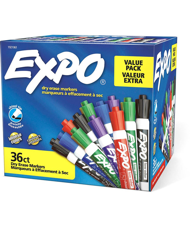Expo Whiteboard Markers Chisel Assorted 36 Pack