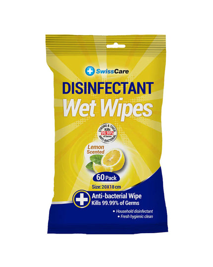 SwissCare Antibacterial Disinfectant Wet Wipes (60 pk)