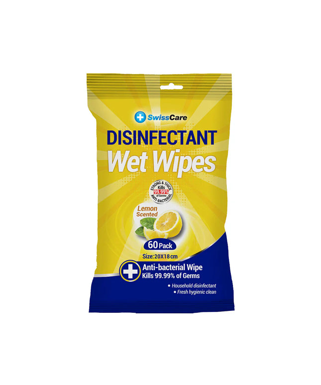 SwissCare Antibacterial Disinfectant Wet Wipes (60 pk)