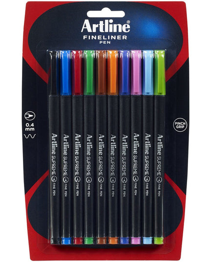 Artline Supreme Fineliner 0.4mm Assorted 10 Pack