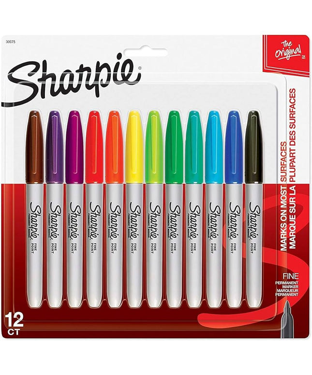 Sharpie Fine Permanent Markers Assorted 12 Pack