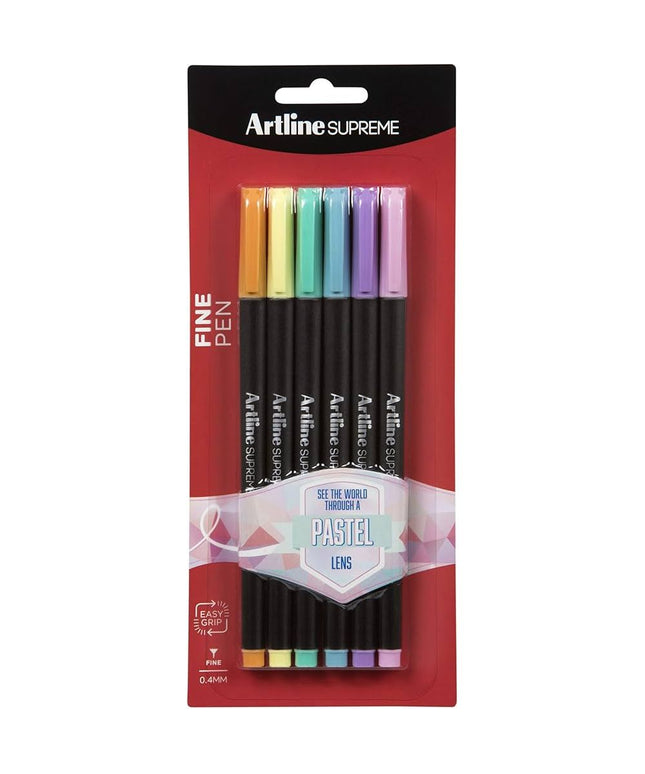 Artline Supreme Fineliner 0.4mm Pastel 6 Pack