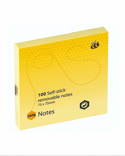 Marbig Sticky Notes 75x75mm Yellow