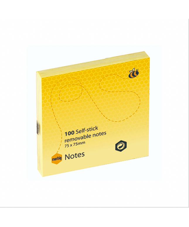 Marbig Sticky Notes 75x75mm Yellow
