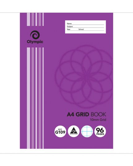 Olympic A4 Maths Grid Book 96 Pages (10mm)