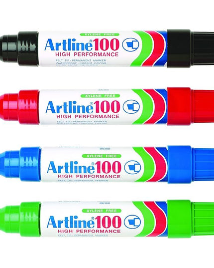 Artline 100 Chisel Tip Permanent Marker Assorted 6 Pack