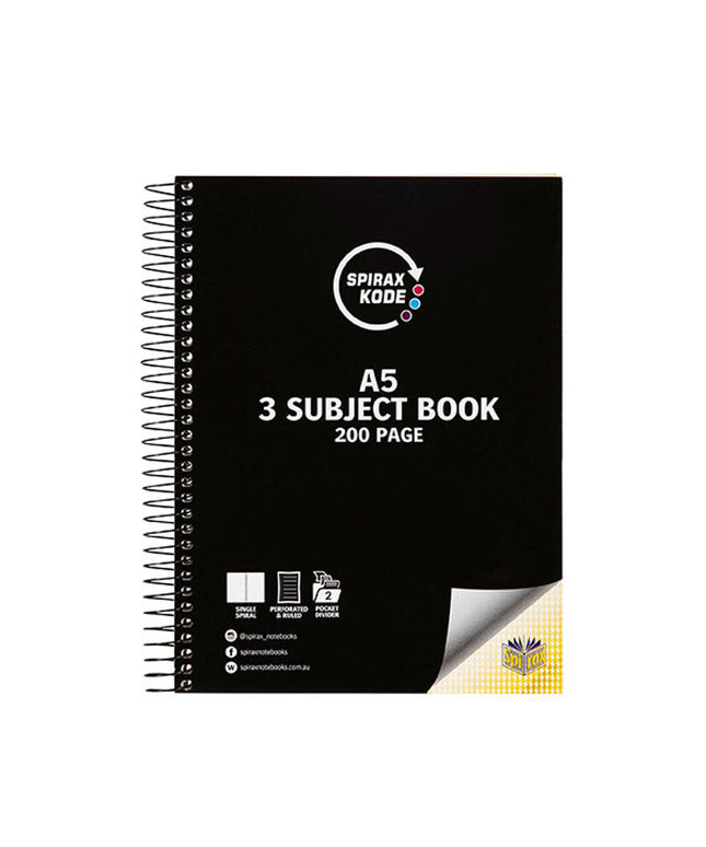 Spirax Kode 961 A5 3-Subject Book (Assorted Colours)