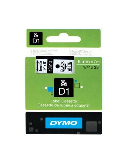 DYMO D1 Labelling Tape - Black on White (6mm x 7m)