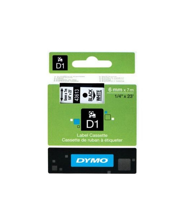 DYMO D1 Labelling Tape - Black on White (6mm x 7m)