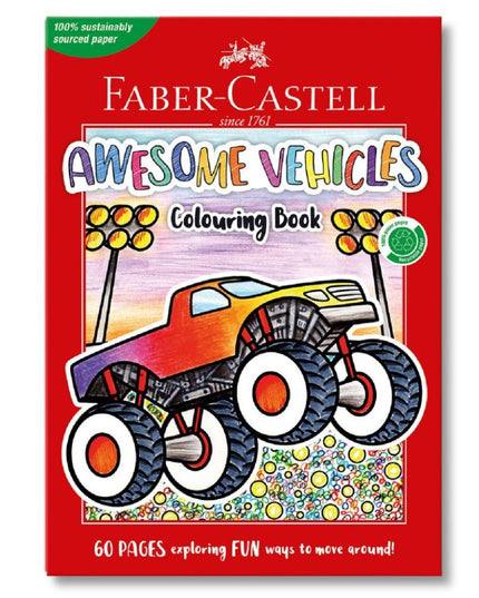 Faber Castell Awesome Vehicles Colouring Book (60 Pages)