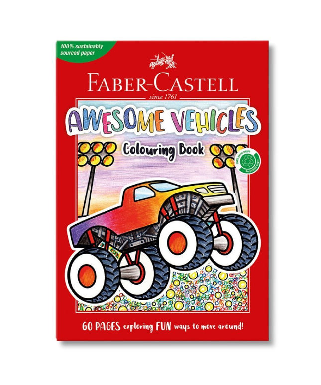 Faber Castell Awesome Vehicles Colouring Book (60 Pages)