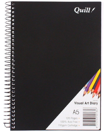Quill A5 Visual Art Diary 110gsm 120 pages Black