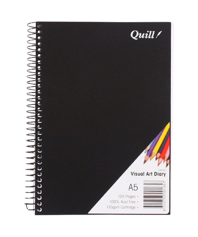 Quill A5 Visual Art Diary 110gsm 120 pages Black