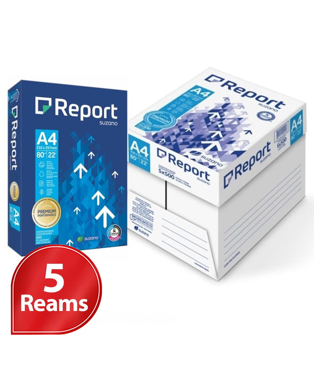 Report Premium A4 Copy Paper 80GSM White - 5 Reams / Carton