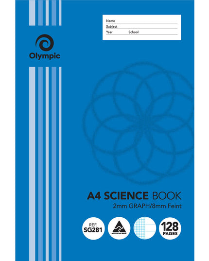 Olympic SG281 Science Book A4 2MM Graph 8MM Ruled 128 Page