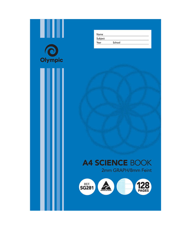 Olympic SG281 Science Book A4 2MM Graph 8MM Ruled 128 Page