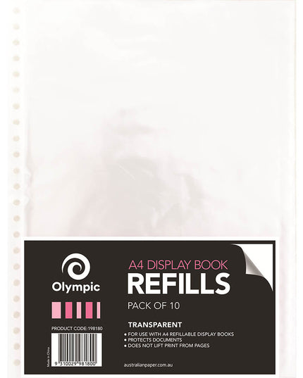 Olympic Display Book Refills A4 Clear Pack 10