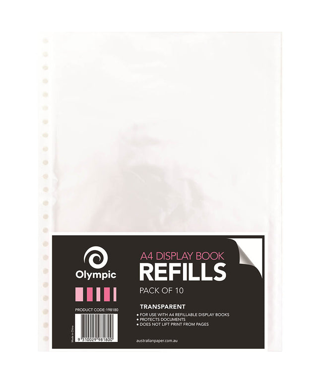 Olympic Display Book Refills A4 Clear Pack 10