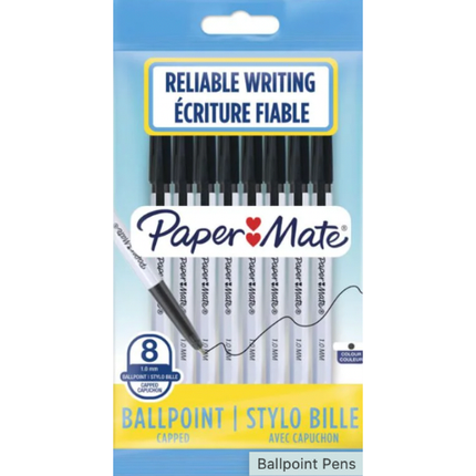 Papermate Ball Point Pens 8 Pack (Black)