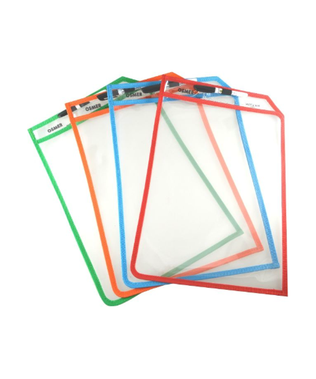 Write & Wipe - A4 Erasable Sleeve with Marker (Assorted Colours) (Each)