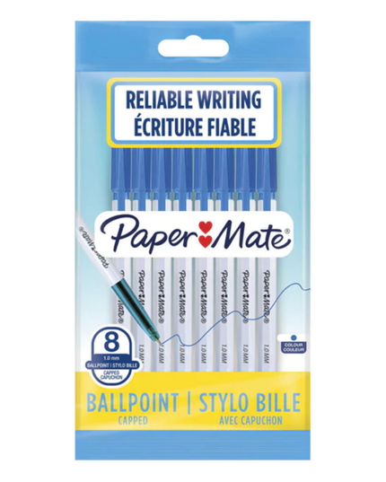 Papermate Ball Point Pens 8 Pack (Blue)