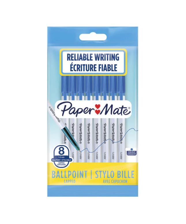 Papermate Ball Point Pens 8 Pack (Blue)