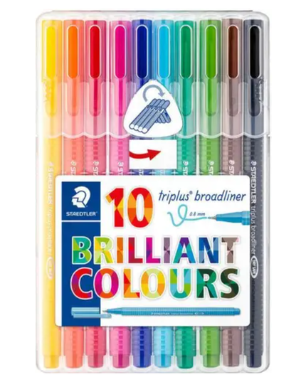 Staedtler- Triplus Broadliner 0.8mm Assorted Pack of 10