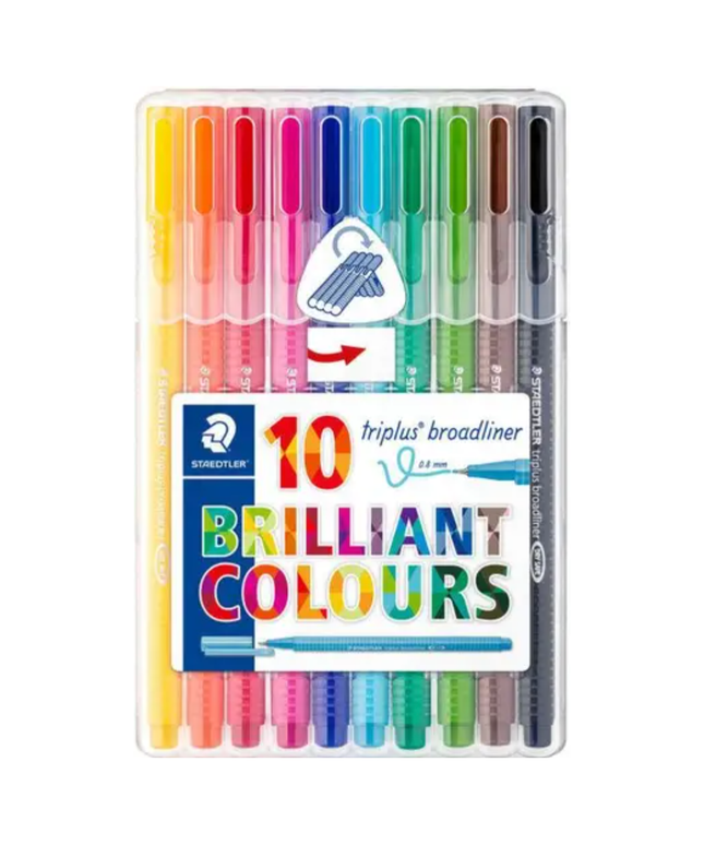 Staedtler- Triplus Broadliner 0.8mm Assorted Pack of 10