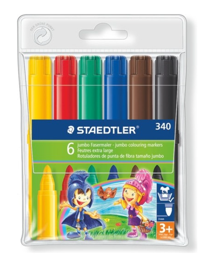 Staedtler Noris Jumbo Colouring Markers - Wallet of 6 Assorted Colours