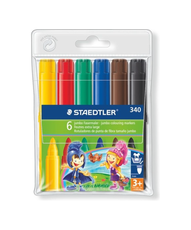 Staedtler Noris Jumbo Colouring Markers - Wallet of 6 Assorted Colours