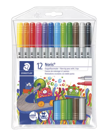 Staedtler Noris Twin Fibre Tip Pen Assorted 12 Pack
