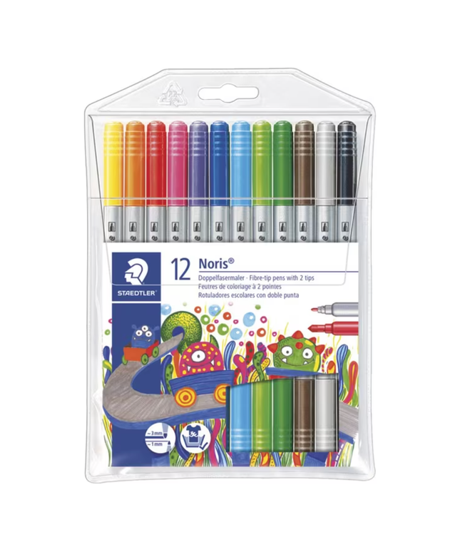 Staedtler Noris Twin Fibre Tip Pen Assorted 12 Pack