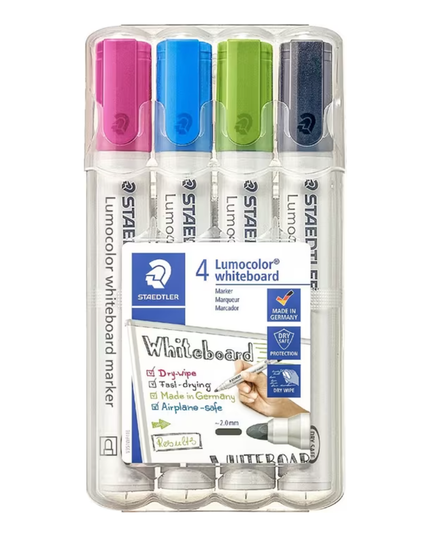 Staedtler Lumocolor Whiteboard Markers Bullet Brights 4 Pack