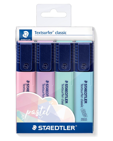 Staedtler Classic Chisel Highlighters 4 Pastel Colours - Assorted