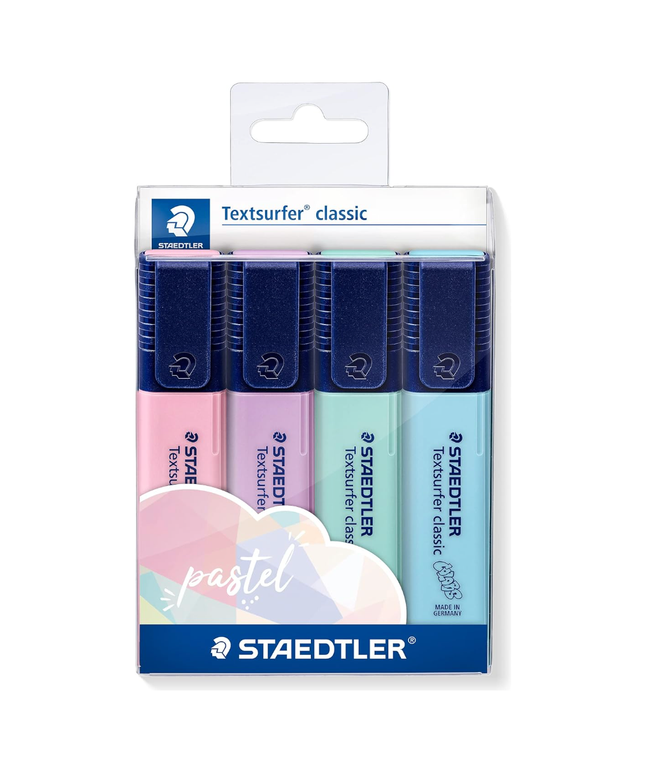 Staedtler Classic Chisel Highlighters 4 Pastel Colours - Assorted