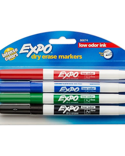 Expo Assorted Whiteboard Markers Fine Tip (4 Pack)