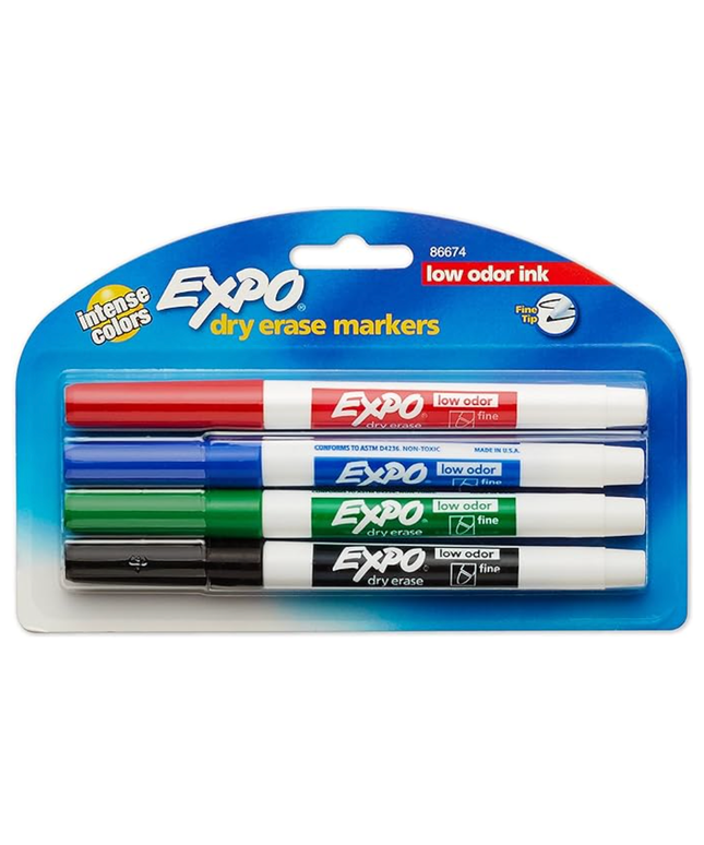 Expo Assorted Whiteboard Markers Fine Tip (4 Pack)