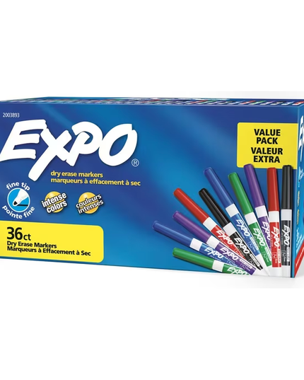 Expo Assorted Whiteboard Markers Fine Tip - 5 Colours (36 Pack)