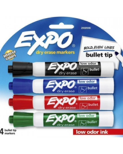 Expo Assorted Whiteboard Markers Bullet Tip (4 Pack)