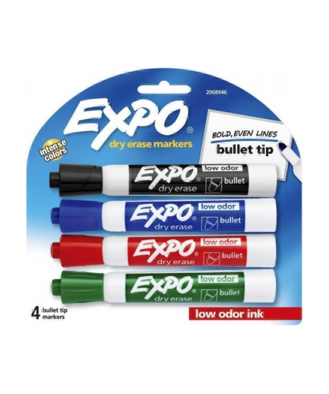 Expo Assorted Whiteboard Markers Bullet Tip (4 Pack)
