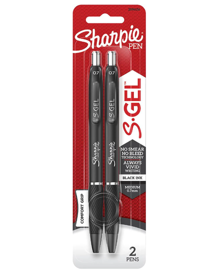 Sharpie S.Gel Retractable Pen 0.7mm Black (2 Pack)