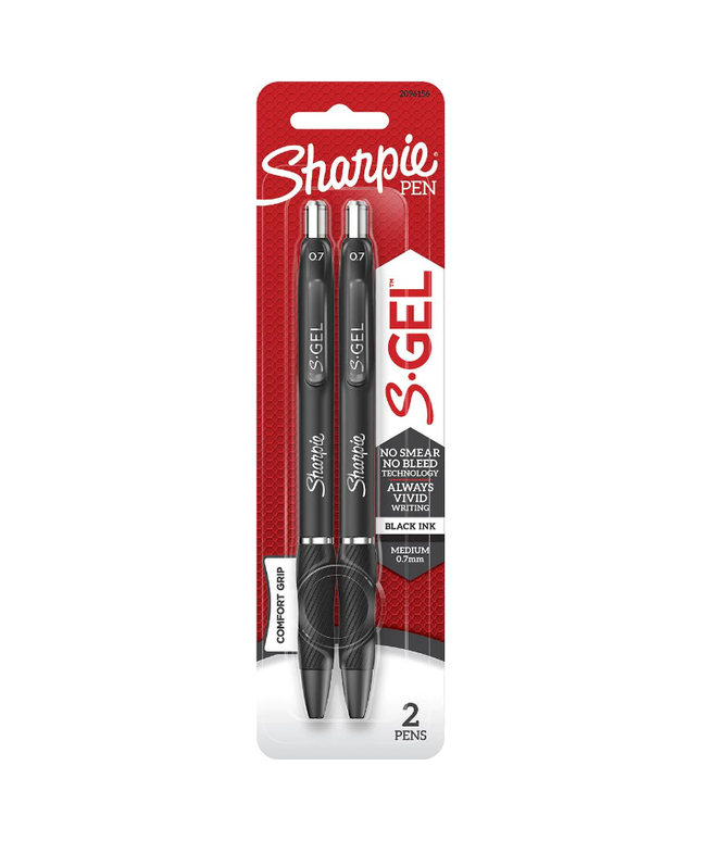 Sharpie S.Gel Retractable Pen 0.7mm Black (2 Pack)