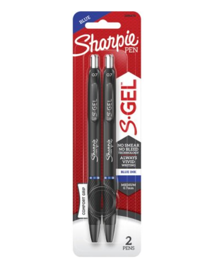 Sharpie S.Gel Retractable Pen 0.7mm Blue (2 Pack)