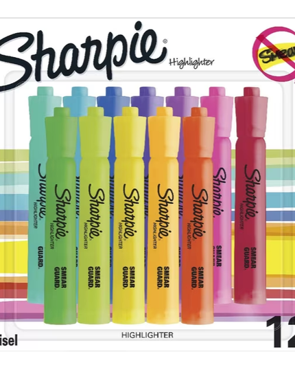 Sharpie Tank Assorted Fluoro Highlighters (12 Pack)