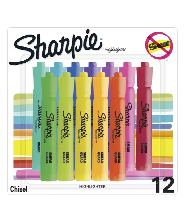 Sharpie Tank Assorted Fluoro Highlighters (12 Pack)