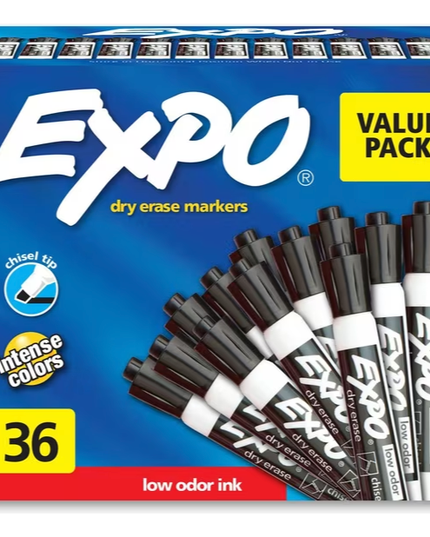 Expo Whiteboard Marker Chisel Tip Black (36 Pack)