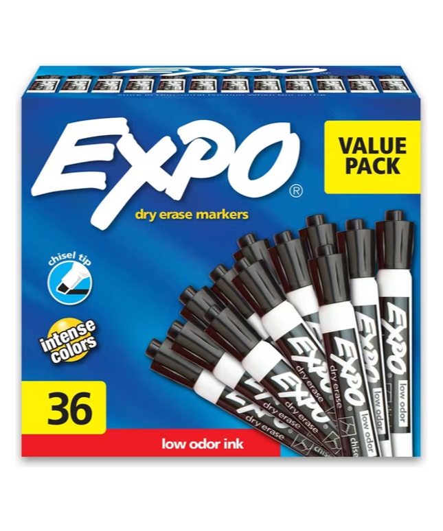 Expo Whiteboard Marker Chisel Tip Black (36 Pack)