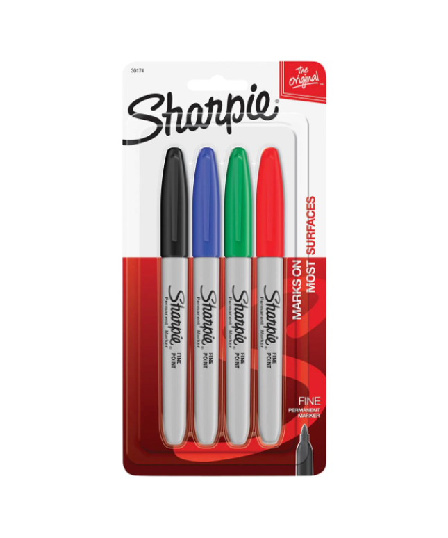 Sharpie Fine Point Permanent Marker Pens Assorted (4 Pack)